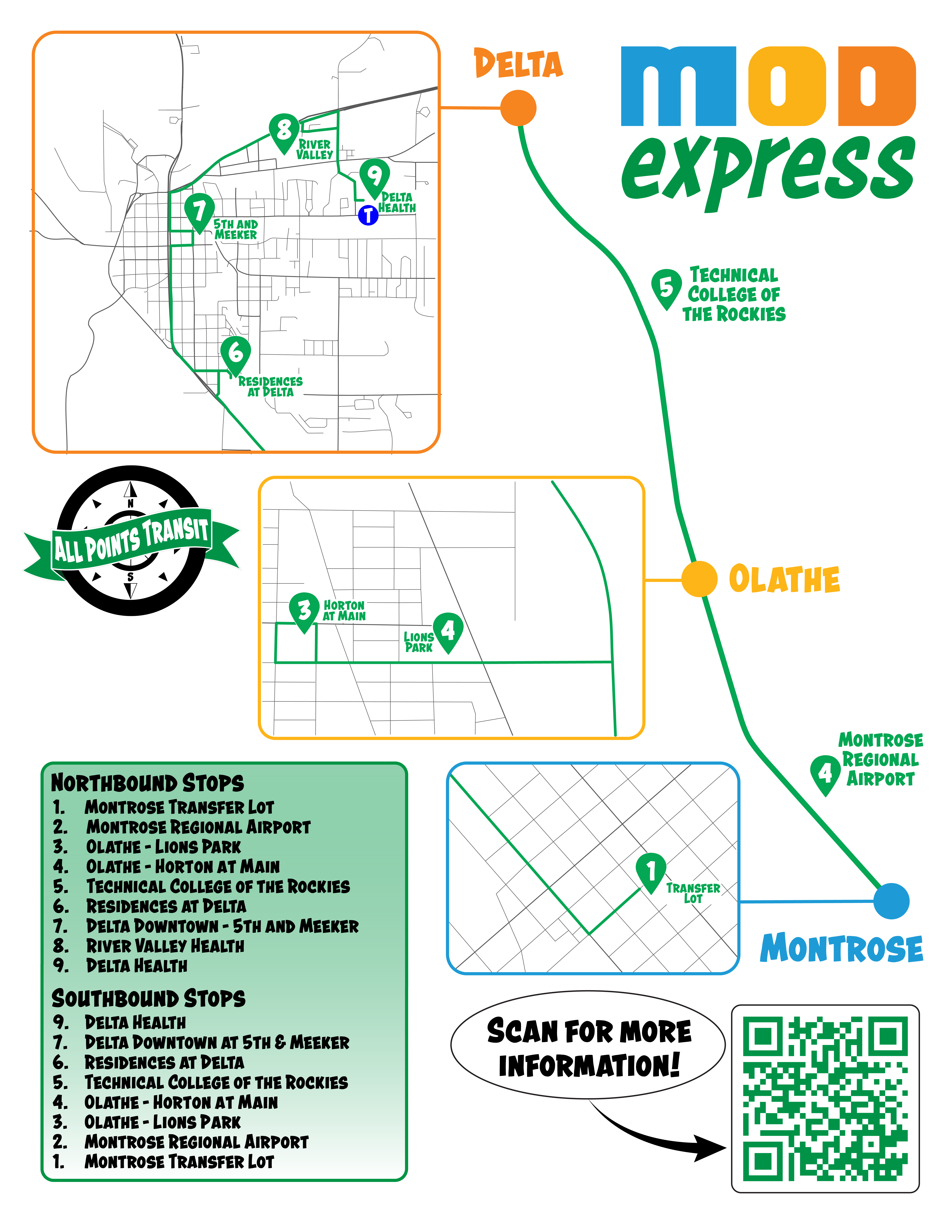 MOD Express Map and Schedule